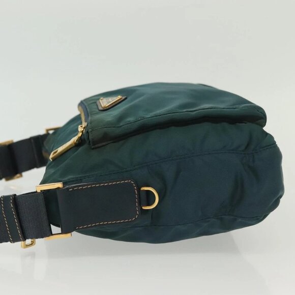 PRADA Shoulder Bag Nylon Green Gold Auth 136672 - Picture 4 of 16